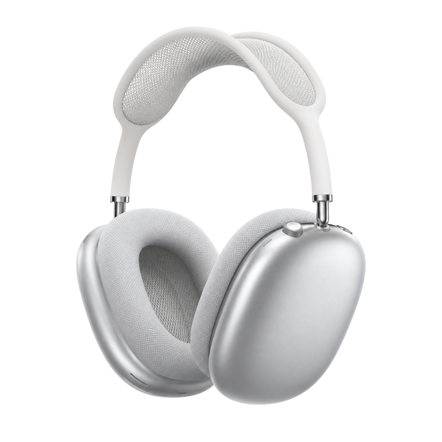 Silver over-ear headphones with mesh canopy headband